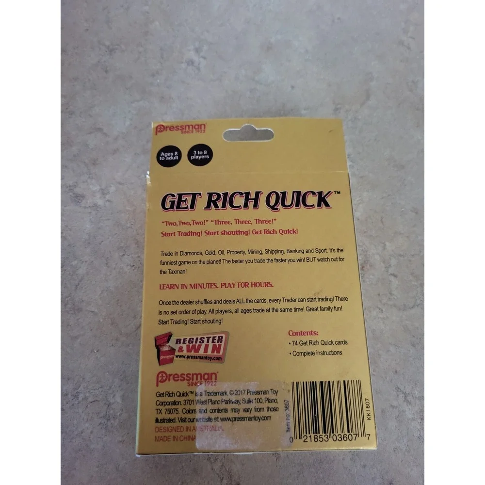 Pressman GET RICH QUICK The Funniest Card Game On The Planet Ages 8+ Game Night